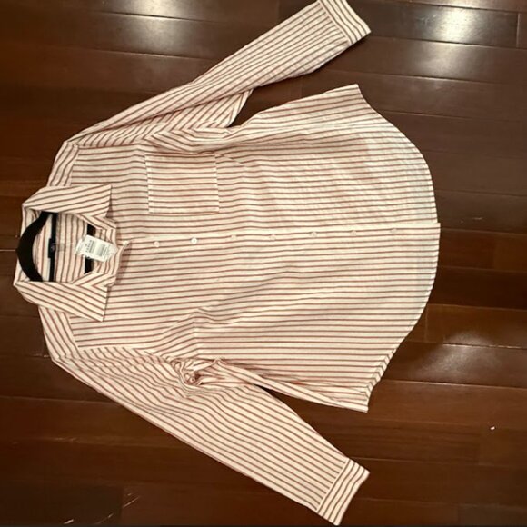 Women’s Red & White Striped Button-Down Shirt – NWT - Picture 2 of 4